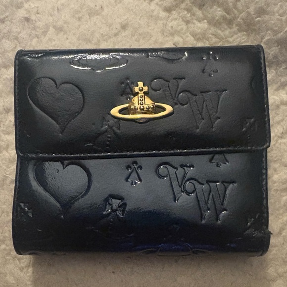 Vivienne Westwood Handbags - RARE Vivienne Westwood Dark Blue/Navy Genuine Patent Leather Trifold Wallet